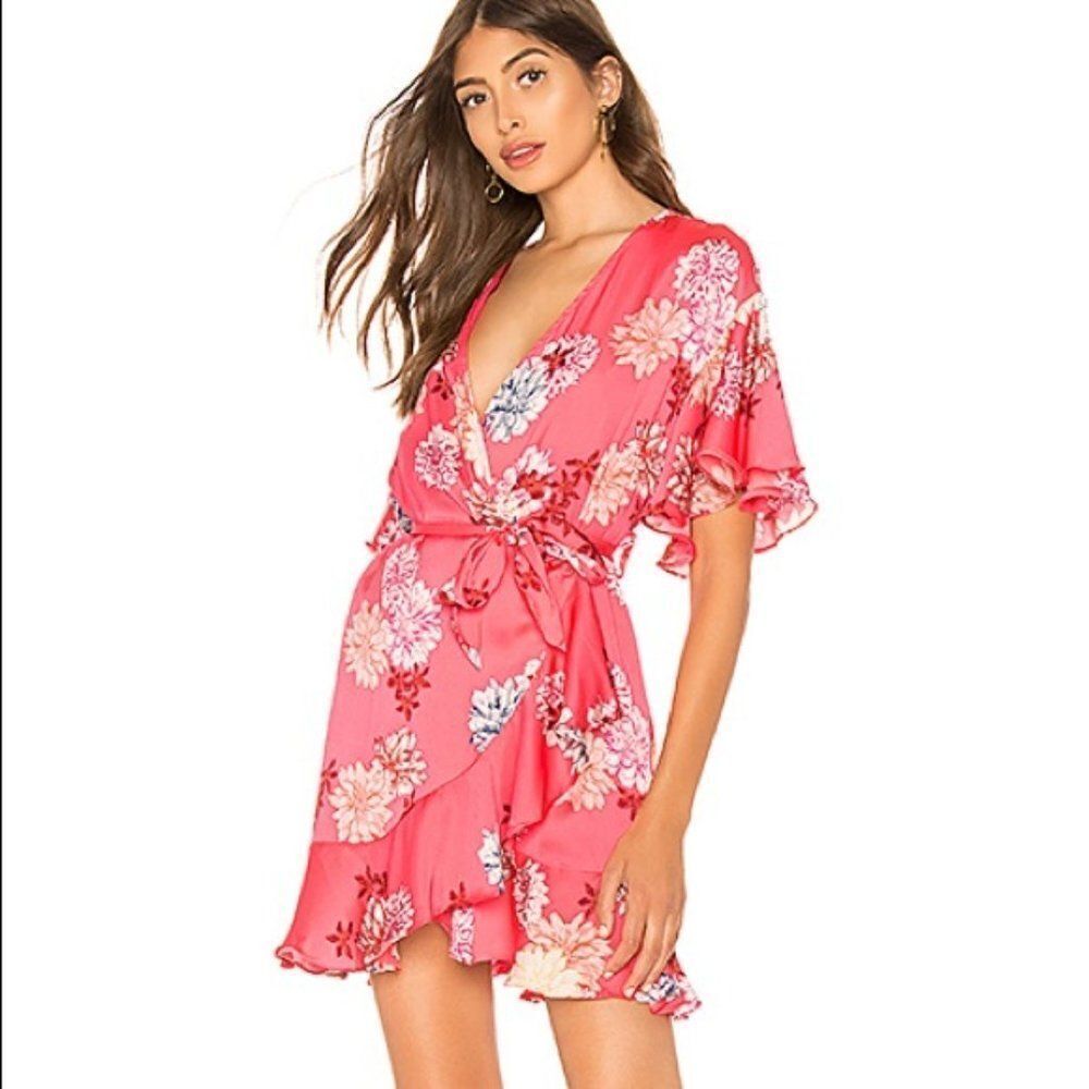 BB Dakota Kristen Bright Pink Floral Mini Dress S